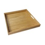 B2/3 Ribbed Natural Oak Trolley Stacker Handle Tray 425x398x80