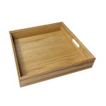 B2/3 Ribbed Natural Oak Trolley Stacker Handle Tray 425x398x80