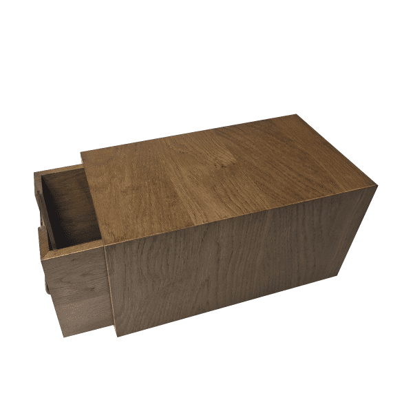 Burford B1/3 Dark Brown Oak Bread Bin side open Burford B1/3 Dark Brown Oak Bread Bin side open