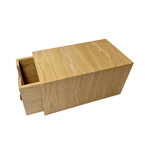 Burford B1/3 Natural Oak Bread Bin side open Burford B1/3 Natural Oak Bread Bin side open