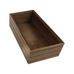 B1/3 Ribbed Dark Brown Oak Trolley Stacker Box without insert 398x212x120