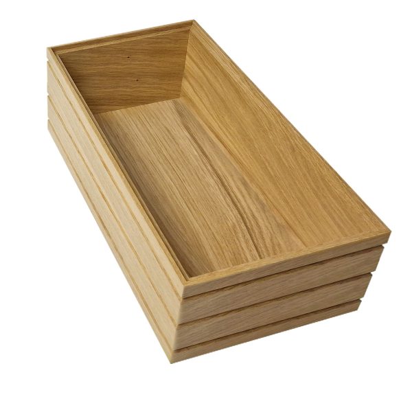 B1/3 Ribbed Natural Oak Trolley Stacker Box without insert 398x212x120