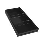 Black ribbed oak trolley stacker box 398x212x40 with clear perspex dividers