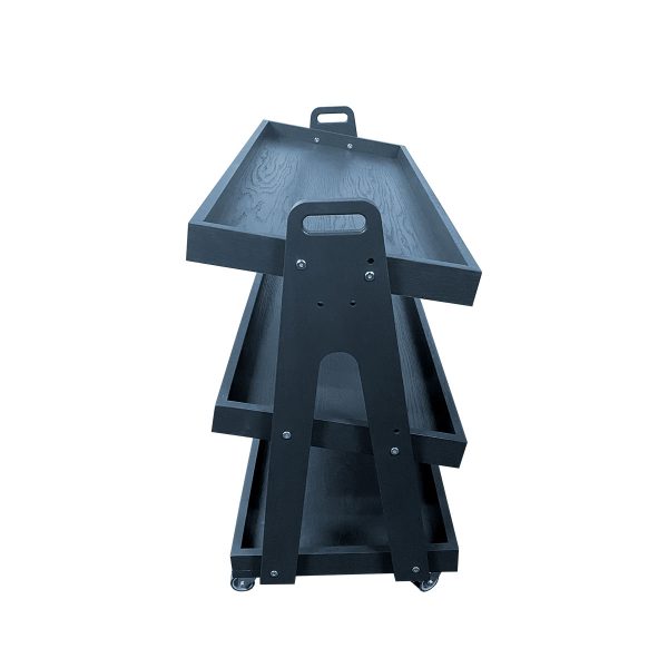 Burford Buffet Trolley Long Amberley Grey side view tilted Burford Buffet Trolley Long Amberley Grey side view tilted