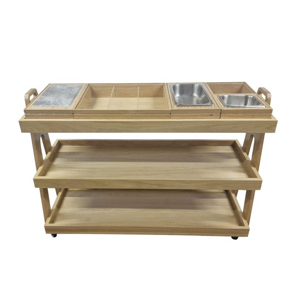 Burford Buffet Trolley Long Natural with boxes Burford Buffet Trolley Long Natural with boxes