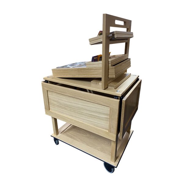 Burford 2 Tier Counter Top Display Stand Natural trolley back 3 Burford 2 Tier Counter Top Display Stand Natural trolley back 3