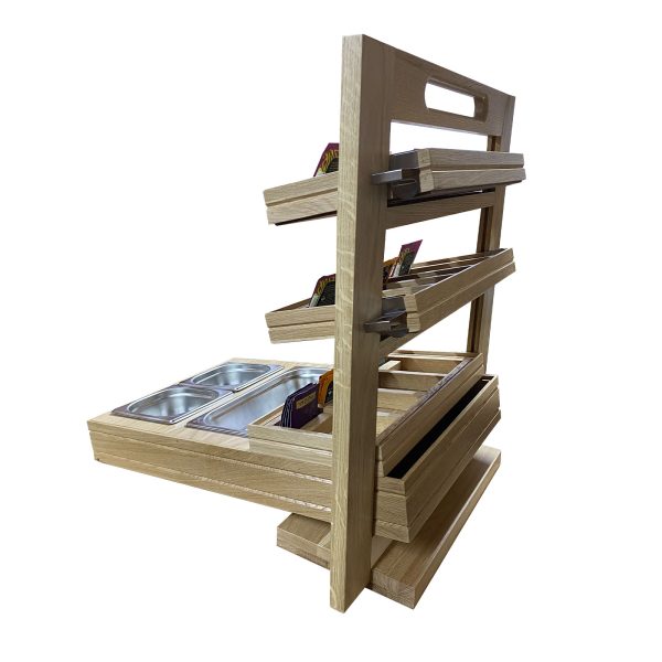 Burford 3 Tier Counter Top Display Stand Natural back Burford 3 Tier Counter Top Display Stand Natural back