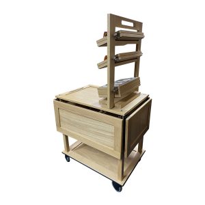 Burford 3 Tier Counter Top Display Stand Natural trolley back 1 Burford 3 Tier Counter Top Display Stand Natural trolley back 1