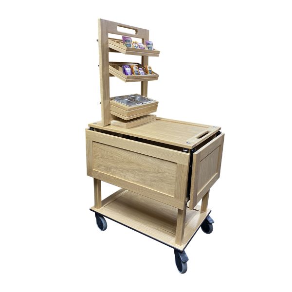 Burford 3 Tier Counter Top Display Stand Natural trolley side 1 Burford 3 Tier Counter Top Display Stand Natural trolley side 1