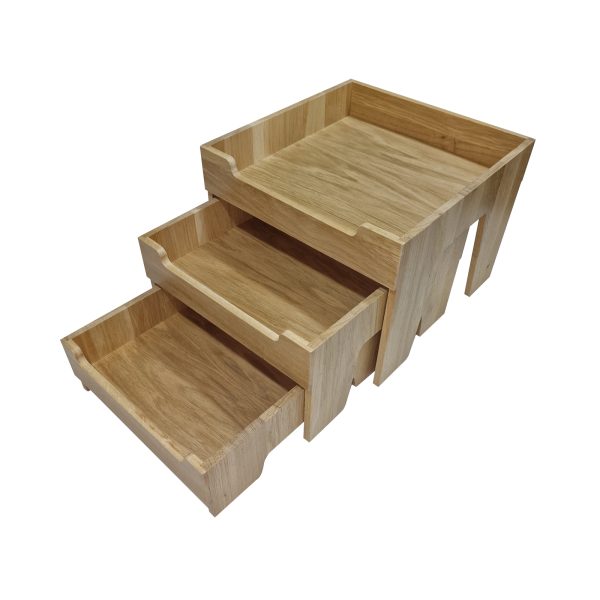 BONS-L-NA Burford Nesting Display Set open1 Burford Oak Nesting Display Set Large side open and nested