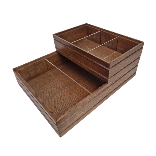 Burford Rib Box B1/2 and B1/4 80mm Dark Brown with 2 dividers stacked Burford Rib Box B1/2 and B1/4 80mm Dark Brown with 2 dividers stacked