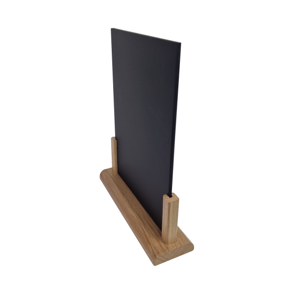 Oak Menu Holder with A4 blackboard insert side Oak Menu Holder with A4 blackboard insert side