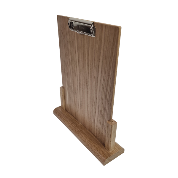 Oak Menu Holder with A4 clipboard insert 2 Oak Menu Holder with A4 clipboard insert 2