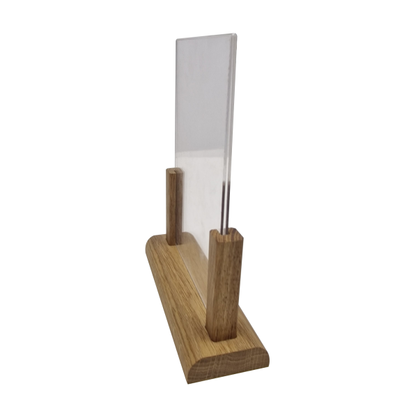 Oak Menu Holder with A5 acrylic insert side Oak Menu Holder with A5 acrylic insert side