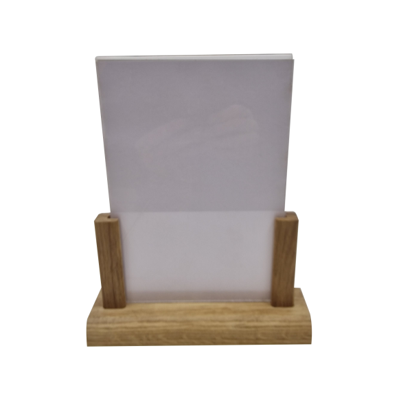 Oak Menu Holder with A5 acrylic with paper Oak Menu Holder with A5 acrylic with paper