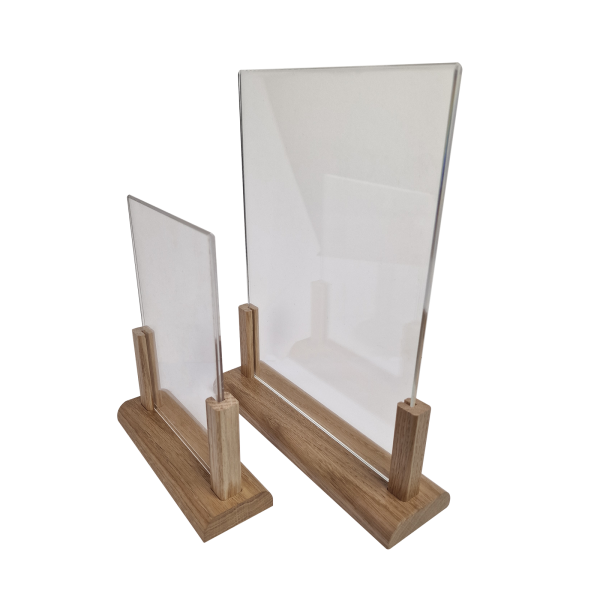 Oak menu holder with acrylic inserts Oak menu holder with acrylic inserts
