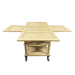 TR3-DL4-GN112-open Burford GN11 Island Long Trolley GN1/2 Drop Leaves Natural open