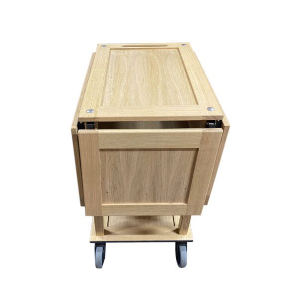 TR3-DL4-GN112-side Burford GN11 Island Long Trolley GN1/2 Drop Leaves Natural side