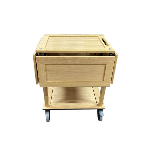 TR3-DL4-GN113-closed-front Burford GN11 Island Trolley GN1/3 Drop Leaves Natural closed front