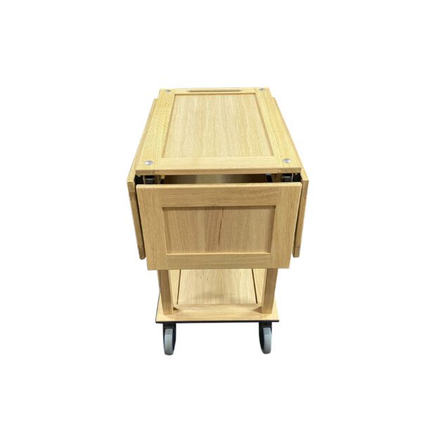 TR3-DL4-GN113-closed-side Burford GN11 Island Trolley GN1/3 Drop Leaves Natural closed side