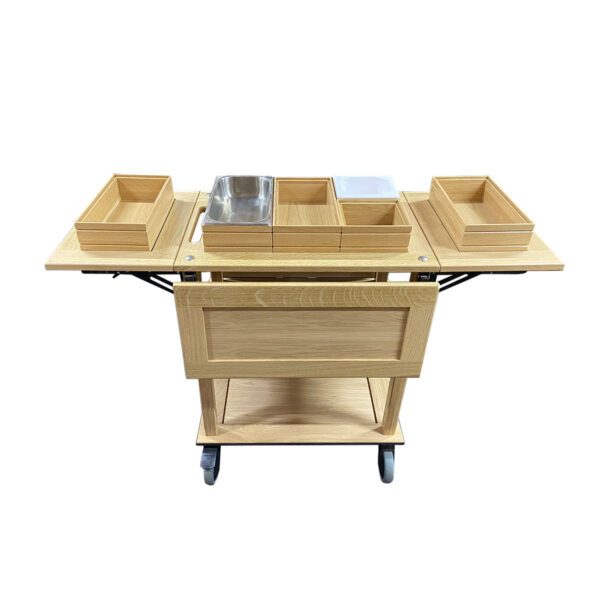 TR3-DL4-GN113-with-boxes Burford GN11 Island Trolley GN1/3 Drop Leaves Natural with boxes