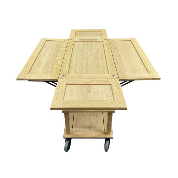 Burford GN11 Island Long Trolley GN1/3 Drop Leaves Natural side open all