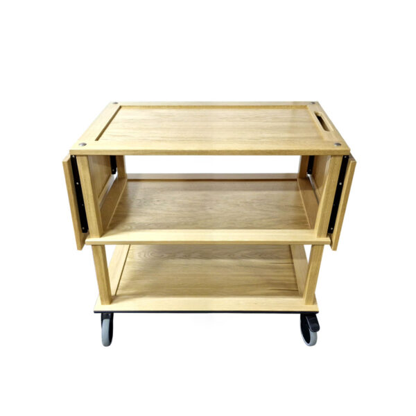 TR3L-GN-DL2-13-NA-front-closed Burford GN11 Long Trolley GN1/3 Drop Leaves Natural front closed