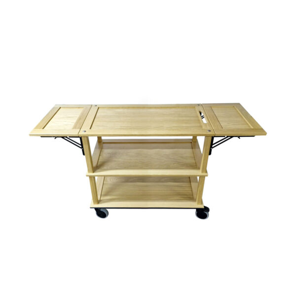 TR3L-GN-DL2-13-NA-front-open Burford GN11 Long Trolley GN1/3 Drop Leaves Natural front open