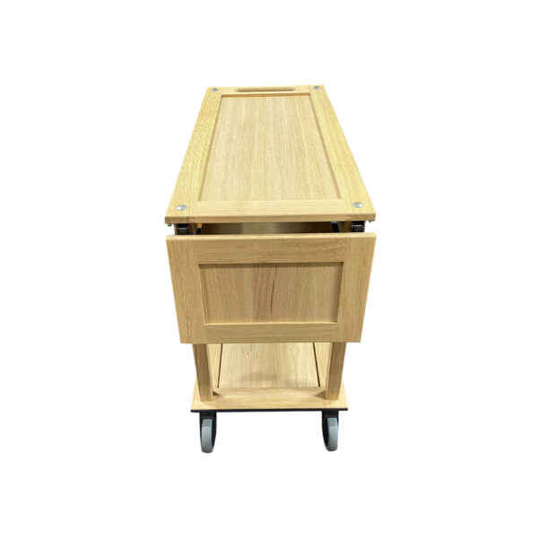 TR3L-GN-DL2-13-NA-side-closed Burford GN11 Long Trolley GN1/3 Drop Leaves Natural side closed