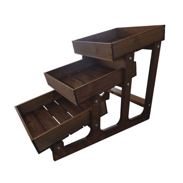 3 Tier Rustic Display Stand Dark Brown
