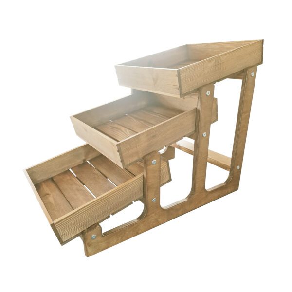 3 Tier Rustic Display Stand Light Oak